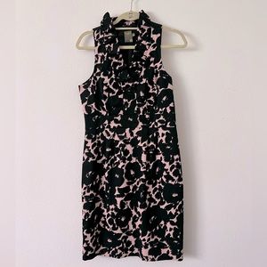 Taylor Pink and Black Ruffle Neckline Dress - size 8
